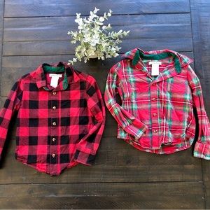 Set of 2 boys plaid Tommy Bahama Long Sleeve Button up shirts